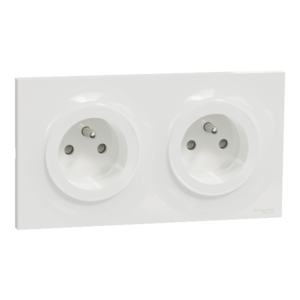 double prise de courant complete double prise de courant complete 2 x 2pt 16a plaque - Schneider Odace